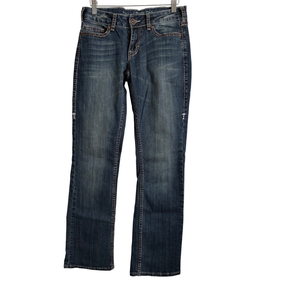 Cowgirl Tuff Co Barbed Wire Canyon Jeans Women Blue 26x33 )(Actual 28x32)